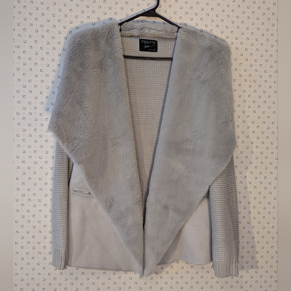 🩶 Twelth Love Large Jacket Faux Fur Faux Suede Soft Warm
